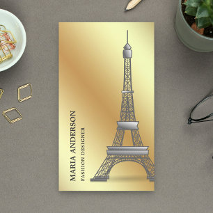 Cartão De Visita Chic Faux Gold Foil Paris Torre Eiffel