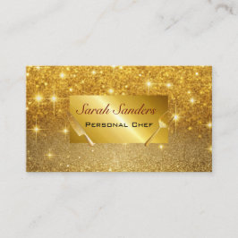 Cartão De Visita Chic glam Pessoal Chef Catando Dourada Largura