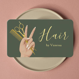 Cartão De Visita Chic Hair Salon Hairstylist Hairdresser Sage Green