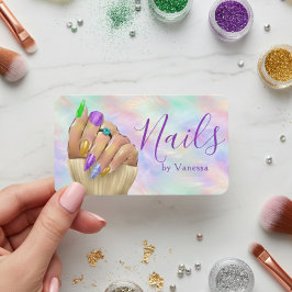 Cartão De Visita Chic Iridescent Opal Nail Studio Manicurist Artist
