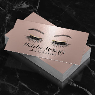 Cartão De Visita Chic Lashes Makeup Artista Rosa Dourado Eyelash Sa