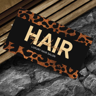 Cartão De Visita Chic Leopard Cheetah Glitter Beauty Salon QR Code