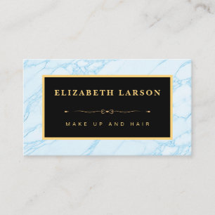 Cartão De Visita Chic Makeup Aqua Blue Marble Artist Hair Salon