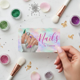 Cartão De Visita Chic Manicurist Artist Iridescent Opal Nail Studio