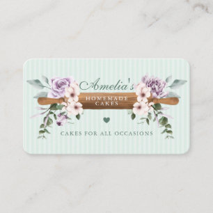 Cartão De Visita Chic Mint Floral Watercolor Pino De Rolagem