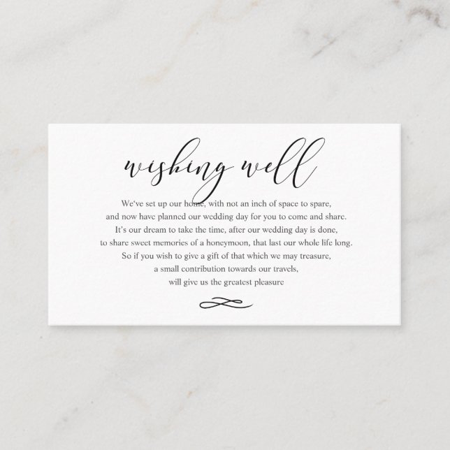 Cartão De Visita Chic+Modern Script Wishing Cards De Casamento (Frente)