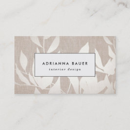 Cartão De Visita Chic Modern Silver Deixa Natureza Tan Linen LOW
