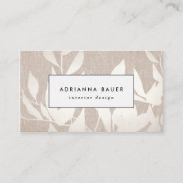 Cartão De Visita Chic Modern Silver Deixa Natureza Tan Linen LOW