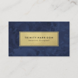 Cartão De Visita Chic Modern Watercolor | Azul Marinho e Dourado