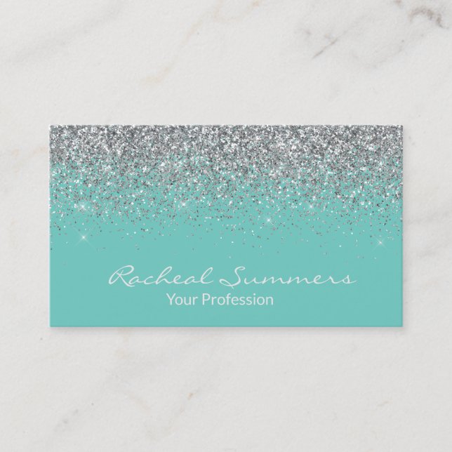 Cartão De Visita Chic Moderna Desvanecimento do Ombre de Prata (Frente)