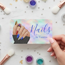 Cartão De Visita Chic Nail Salon Manicurist Artist Iridescent Opal