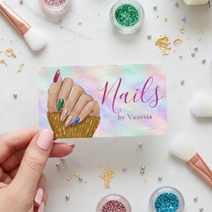 Cartão De Visita Chic Nail Studio Manicure Artista Opala Iridescent