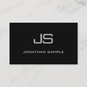 Cartão De Visita Chic Negra Negra Negra Elegante Monograma