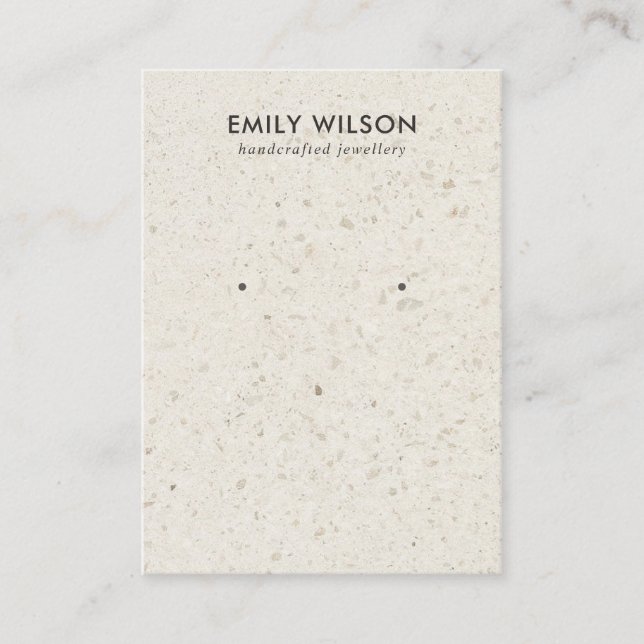 CARTÃO DE VISITA CHIC OFF WHITE TERRAZZO STUD EARRAND CARD (Frente)