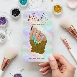 Cartão De Visita Chic Opal Manicurist Artist Modern Nail Studio