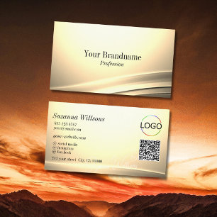 Cartão De Visita Chic Pastel Silk Cream Curvada Logotipo QR