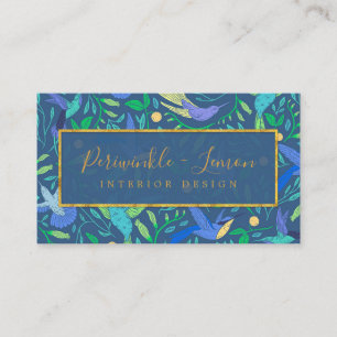 Cartão De Visita Chic Periwinkle Hummingbird Floral