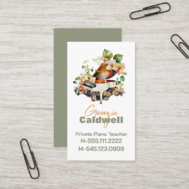 Cartão De Visita Chic Piano Teacher Watercolor Art