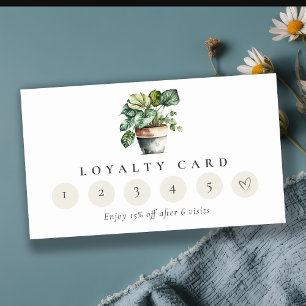 Cartão De Visita Chic Potted Leafy House Plantas 6 Punch Loyalties