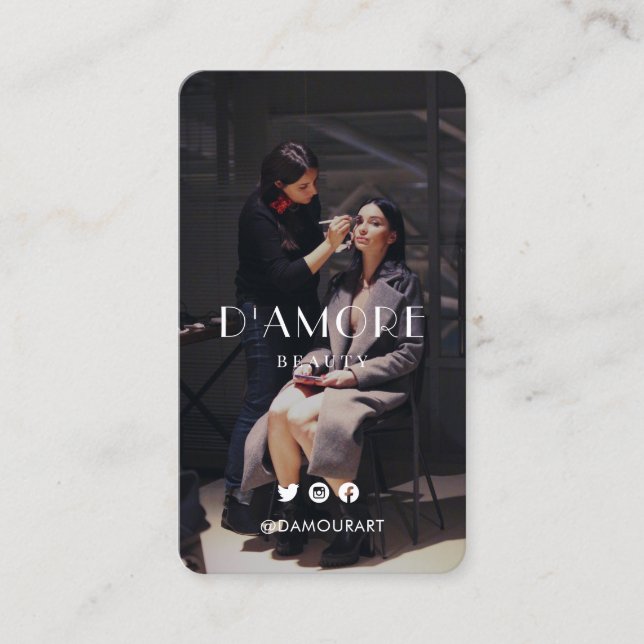 Cartão De Visita Chic Professional 2 Fotografias a Preto e Branco (Frente)