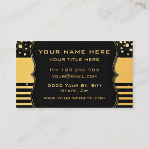 Cartão De Visita Chic profissional de quadro negro Dourado e brilha