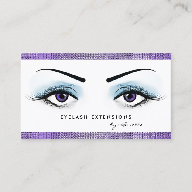 Cartão De Visita Chic Purple Eyes Girly Eyelash Extensões Boutique (Frente)