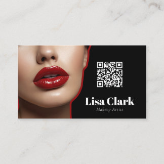 Cartão De Visita Chic Red Gloss Lipstick Glam Makeup Artist