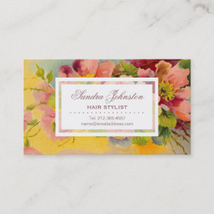 Cartão De Visita Chic Retro Floral Design Beauon