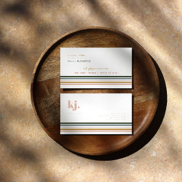 Cartão De Visita Chic Retro Strips Monograma Negócios Obrigado