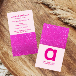 Cartão De Visita Chic Rosa Quente Brilho Marca