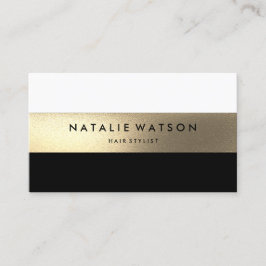 Cartão De Visita Chic Rough FAUX Dourado Strix Black White Modern 2