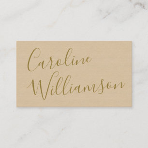 Cartão De Visita Chic Script Caligrafia Elegante Texturizado Bege C