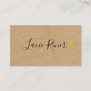 Cartão De Visita Chic Script Coração de Amor Dourado Kraft Rústico