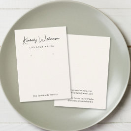 Cartão De Visita Chic Script Earrando Creme Jewelry Display Card