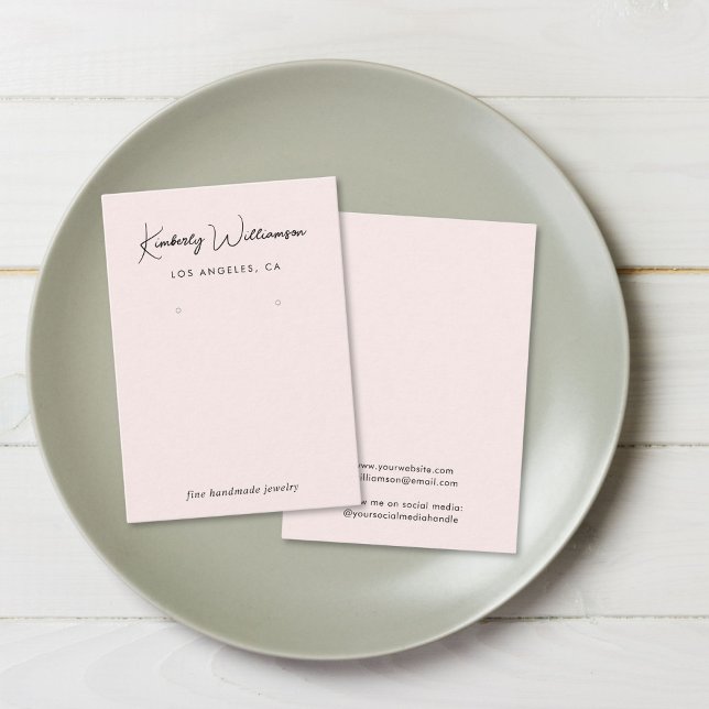 Cartão De Visita Chic Script Earrando Placa de Exibição de Joias Ro (Empower your name in our signature script as your logo and brand identity)