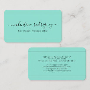 Cartão De Visita Chic Script Signature Modern Minimalist Teal