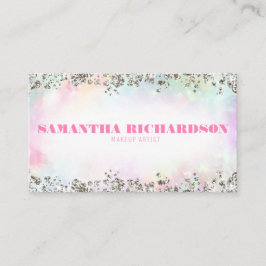 Cartão De Visita Chic Silver Holográfico Iridescente do Arco-Íris E