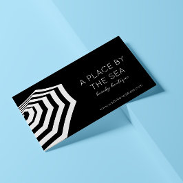 Cartão De Visita Chic Striped Beach Umbrella Boutique Black