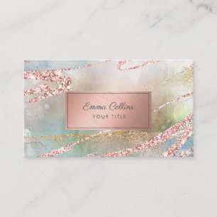 Cartão De Visita Chic Watercolor Faux Rosa Gold Foil