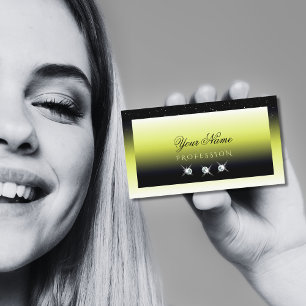 Cartão De Visita Chic Yellow Ombre Sparkle Diamantes Na moda