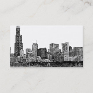 Cartão De Visita Chicago Skyline Etch