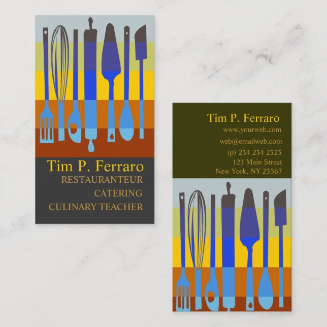 Cartão De Visita Chicoteie-o cozinheiro chefe culinário de (Frente/Verso)