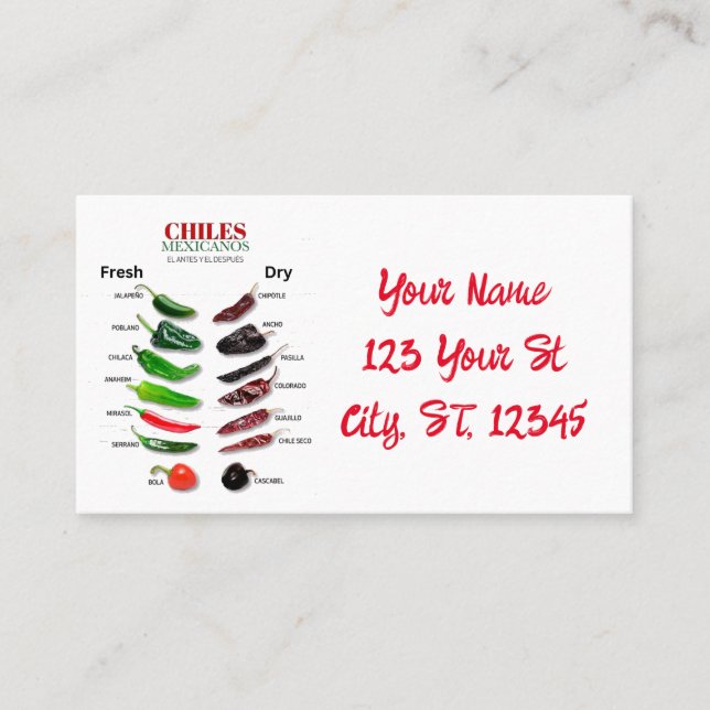 Cartão De Visita Chiles Frescos e Secos Thunder_Cove (Frente)