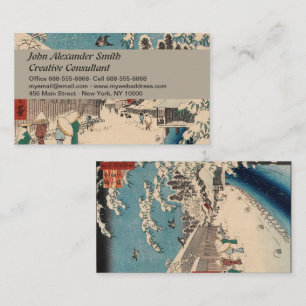 Cartão De Visita Chinoiserie Ukiyo-e Paisagem Japonesa de Inverno c