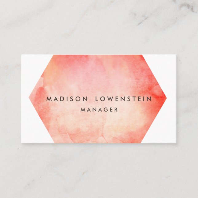 Cartão De Visita Chique brilhante da aguarela coral moderna (Frente)