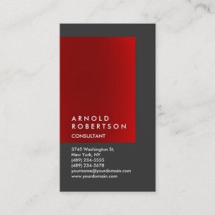 Cartão de visita chique cinzento vermelho vertica