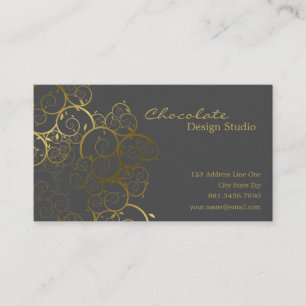 Cartão De Visita Chique decorativo do vintage de Deco das folhas