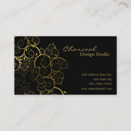 Cartão De Visita Chique decorativo do vintage de Deco das folhas