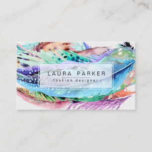 Cartão De Visita Chique feminino do vintage de Boho da aguarela da