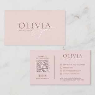 Cartão De Visita Chique Minimalista Moderna Elegante Rosa Bege